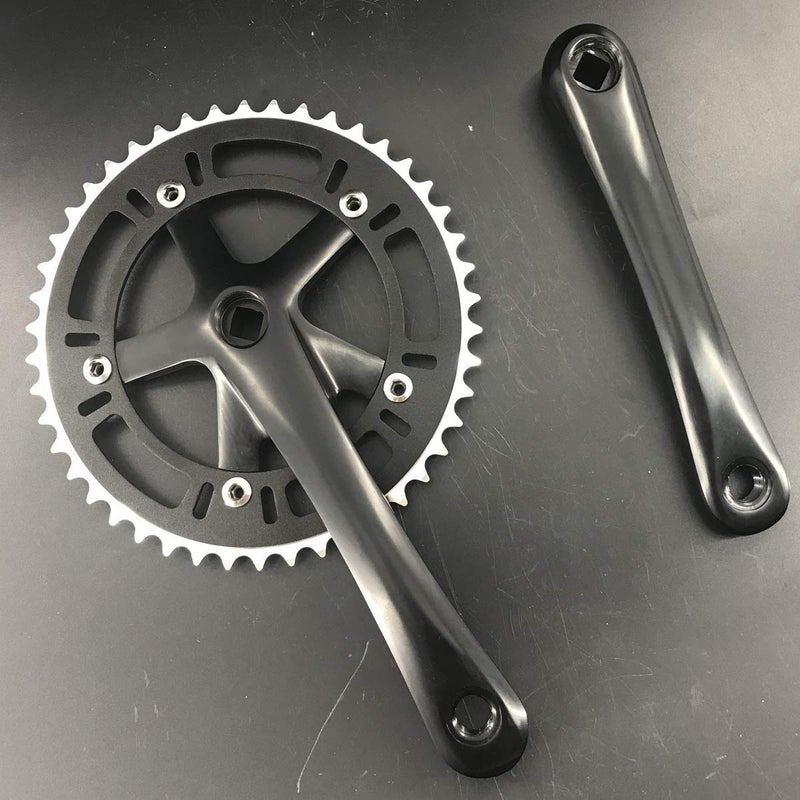 DONSP1986 Crankset Set Single Speed 46T 170mm Crankarms 130 BCD for Mountain Road Bike Fixed Gear Bicycle (Square Taper, Black) (46T, Sprocket) - Image 3